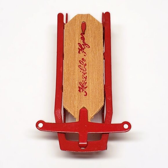 Dollhouse Miniature Flexible Flyer Sled Red Vintage Made in Taiwan ROC 3" - Picture 3 of 4
